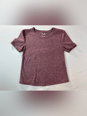 FLX Women's Short Sleeve Shirt XS Heathered Plum Crop Top